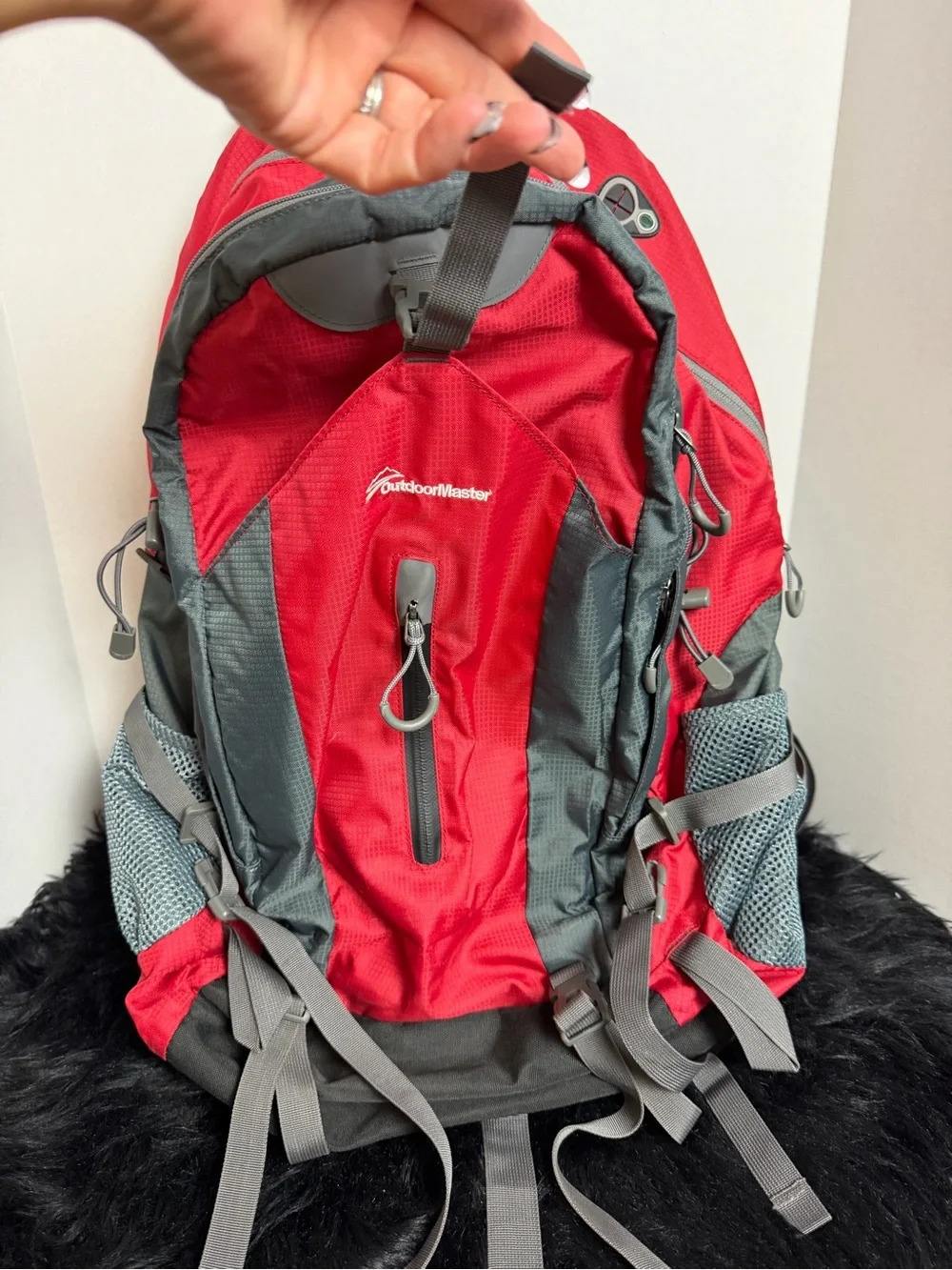 OutdoorMaster 50L Red and Gray Hiking Backpack